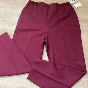 NWT Women's Burgundy Dress Pants Elastic Waist